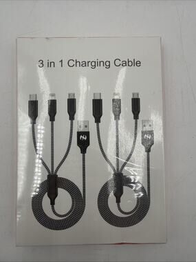 Multi Charging Cable 6Ft 2Pack 3 in 1 Charger Cord, Multiple Rapid Nylon Braided